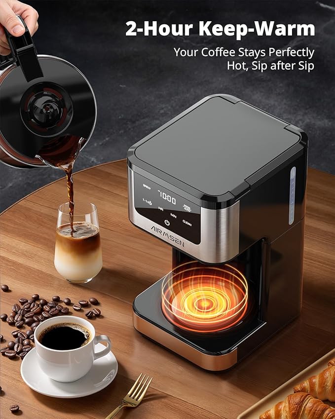 AIRMSEN 14-Cup Programmable Drip Coffee Maker | 1000W Fast Brew, 24H Timer, 2-Hour Keep Warm, 4/6/8/10/14-Cup Selection, 73oz Tank & Glass Carafe for Home Office