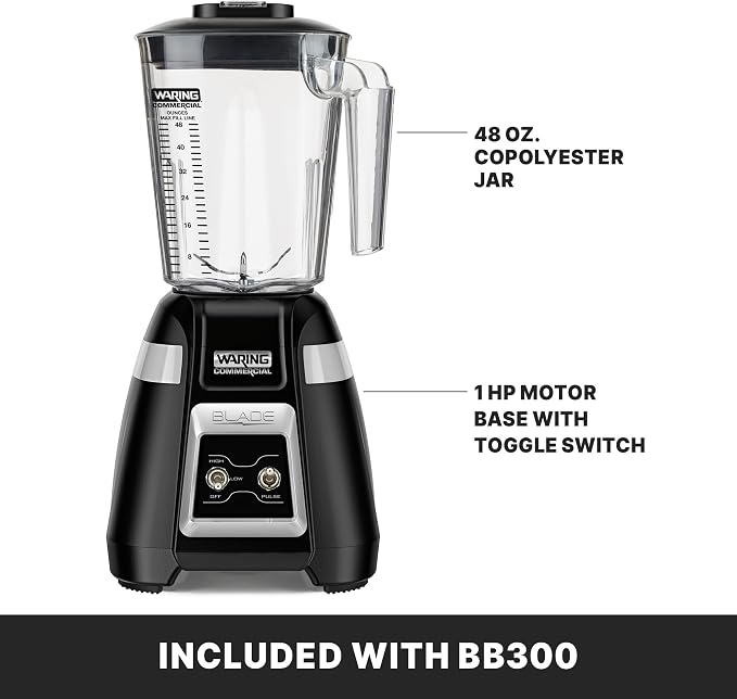 Waring Blade Blender with 48 oz Copolyester Jar & Toggle & Pulse | 1.5 Horsepower Motor, 2-Speed Toggle Controls with Pulse, 48 oz Copolyester Jar, for Bars & Restaurants, NSF Certified