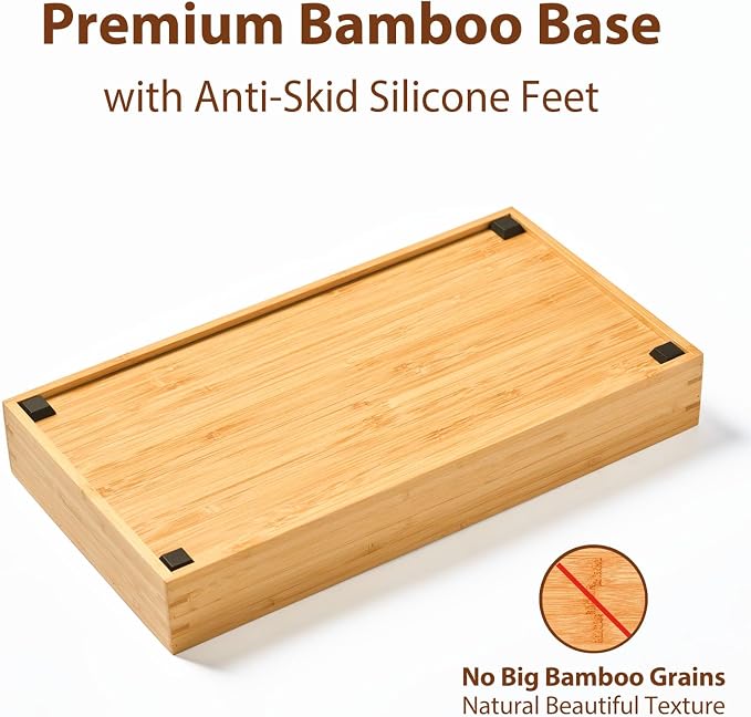 Bamboo Kitchen Drawer Organizer, 8 Inch Silverware Utensils Tray Holder for Small Drawer, Wood Caddy for Flatware Cutlery Knives