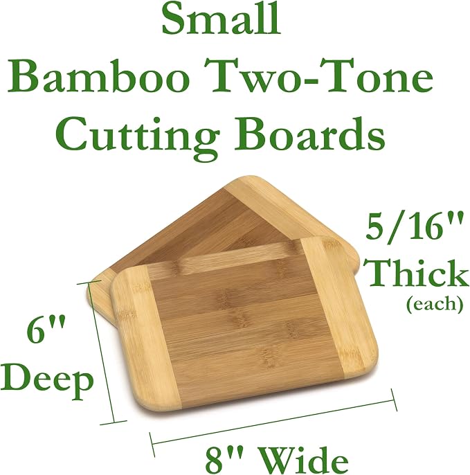 Lipper International Bamboo Wood Two-Tone Kitchen Cutting and Serving Board, Small, 8" x 6" x 5/16", Set of 12