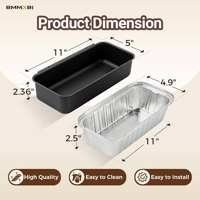 70379 Catch Pan with 10-Pack Aluminum Foil Liners for Weber Genesis II/II LX 400 & 600 Series Parts, 6498 6417 Grease Tray Liners Kit for Weber Summit 400/600 & Smokefire Ex6/Ex4/EPX6 Grill