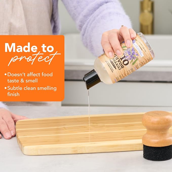 CLARK's Cutting Board Oil 12 oz, Food Grade Mineral Oil with Lavender Scent | Mineral Oil for Wood Cutting Boards, Butcher Blocks, Utensils, Lubricant for Knives. Soak for 2-3 Hours for Optimal Finish