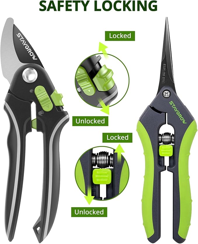 Gardening Scissors, Sharp Plant Trimming Scissors 2 Pack | Stainless Steel Pruning Shears for Precise Cuts,Bonsai Clippers,8.5" Bypass Garden Shears & 6.5" Straight Trimming Scissors