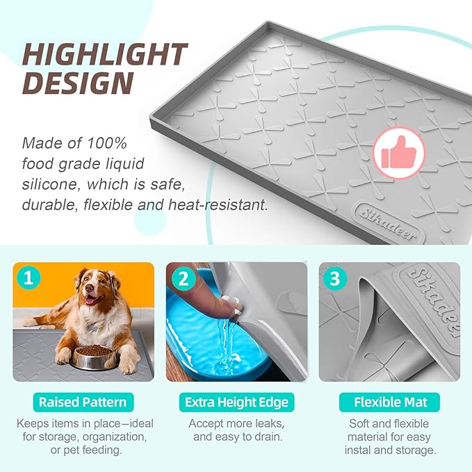 Waterproof Under Sink Mat 34" x 19" Cabinet Protector Silicone Mat | Heavy Duty Deep Drip Tray, Extra Thick Non Slip Liner for Kitchen & Bathroom, Pets, Organizer, Storage, Boots, Home Essential