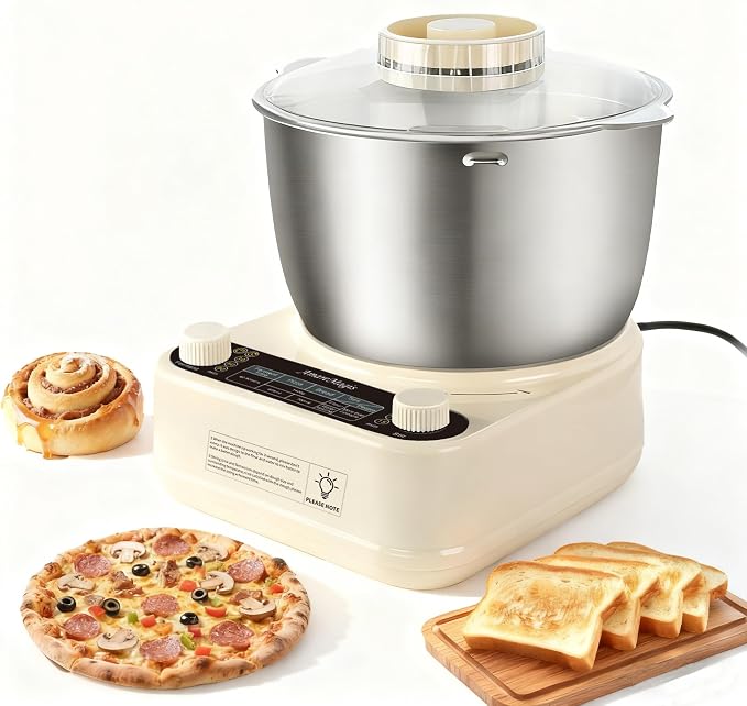 5.3QT Dough Kneader Machine with Timer & Fermentation, Electric Dough Mixer for Bread, Pizza, Pasta & Sourdough, Up to 1.4kg Dough Maker for Home Baking Hands-Free Kneading Machine, 304 Bowl