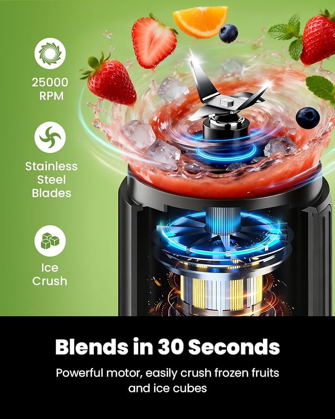 GDOR Portable Smoothie Blender, Twist & Go, Personal Blender Shakes and Smoothies, 3 Auto Programs, Ice Crush, 2x23 oz, Cordless, Dishwasher Safe, BPA-Free