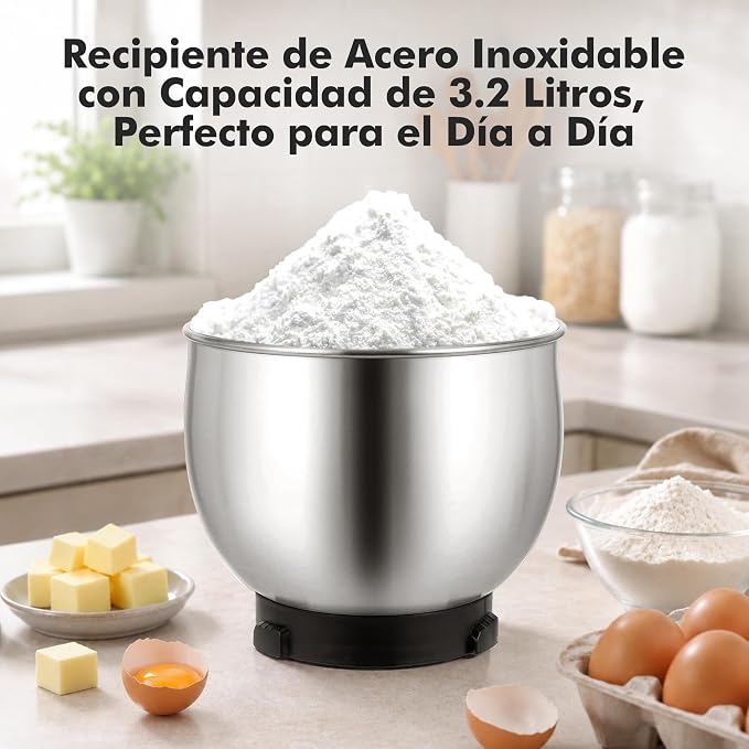 Kitchen in the box Stand Mixer,3.2Qt Small Electric Food Mixer,6 Speeds Portable Lightweight Kitchen Mixer for Daily Use with Egg Whisk,Dough Hook,Flat Beater (Black)