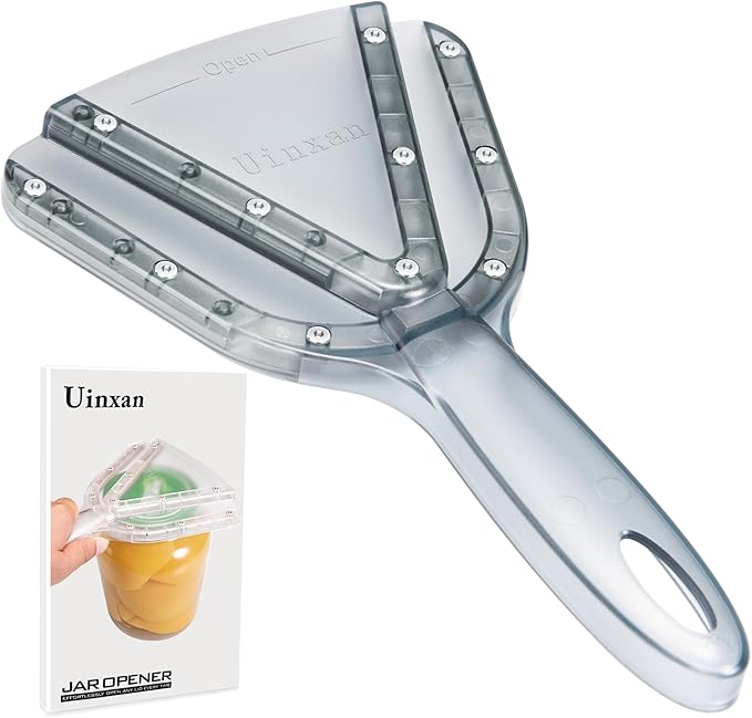Uinxan Jar Opener for Weak Hands & Seniors with Arthritis - Handheld Manual | Effortlessly Opens Stubborn Screw Lids & Bottle Caps. 304 Stainless Steel. Durable. Patented Kitchen Gadget (Blue)