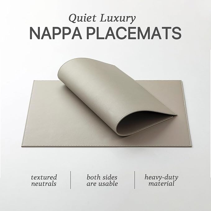 Baroyal Faux Leather Placemats Set of 8 Vinyl Washable Wipeable Table Mats for Kitchen Dining Table Heat Resistant Waterproof Indoor/Outdoor Placemats Non-Slip Easy Clean Place Mats-Almond Birch