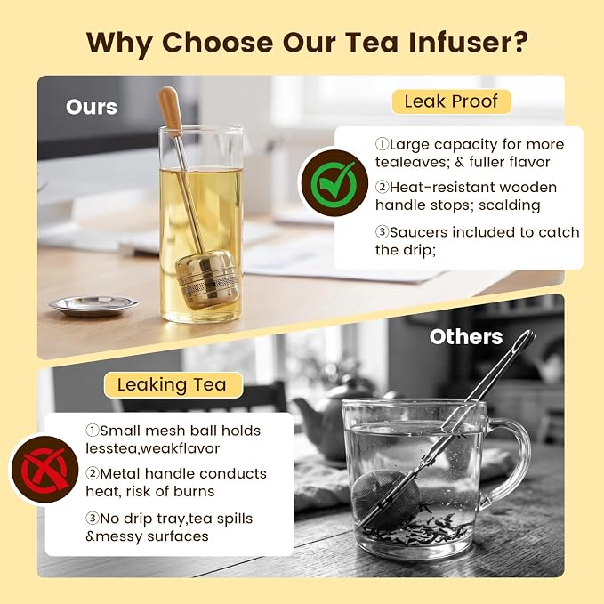 ZPUFAW 2Packs of Tea Infuser for Loose Leaf Tea, Long Handle 18/8 Stainless Steel Tea Scoop Infuser Fine Mesh Tea Strainers Tea Steeper