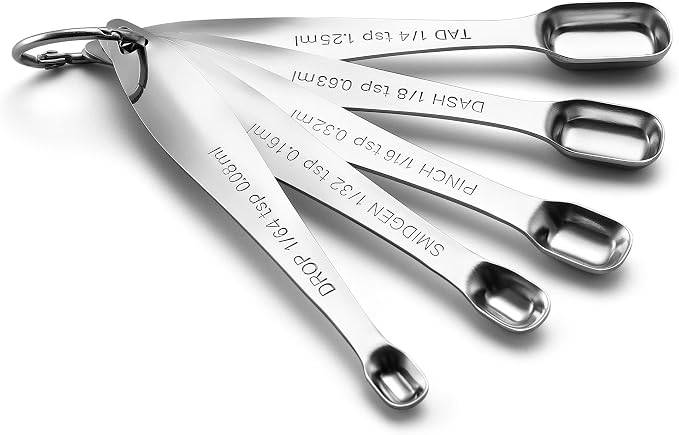 Spring Chef Nesting Stainless Steel Measuring Spoons Set of 13 with Leveler | Rectangular Metal Teaspoon & Tablespoon Measuring Spoons for Dry & Liquid Ingredients, Fits in Spice Jars, Long Handle