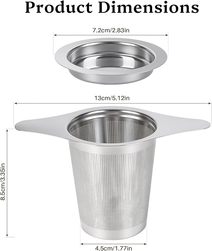 2PCS Stainless Steel Tea Infuser, Extra Fine Mesh with Lid