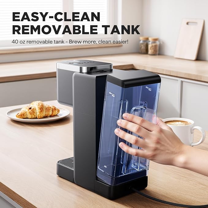 Tastyle Single Serve Coffee Maker for K Cups and Grounds with 3 Brew Styles | 40oz Removable Water Tank, 6 to 24oz Brew Size, Compact Design, Fits 7.3" Travel Mug, for Home, RVs and Office, K330IC, Black