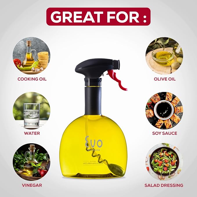 Evo Original Oil Sprayer, Non-Aerosol for Olive Oil, Cooking Oils, and Vinegars, Yellow, 24-Ounce Capacity