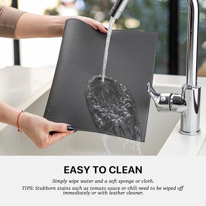 Baroyal Faux Leather Placemats Set of 4 Vinyl Washable Wipeable Table Mats for Kitchen Dining Table Heat Resistant Waterproof Modern Indoor/Outdoor Placemats Non-Slip Easy Clean Place Mats (Dark Gray)