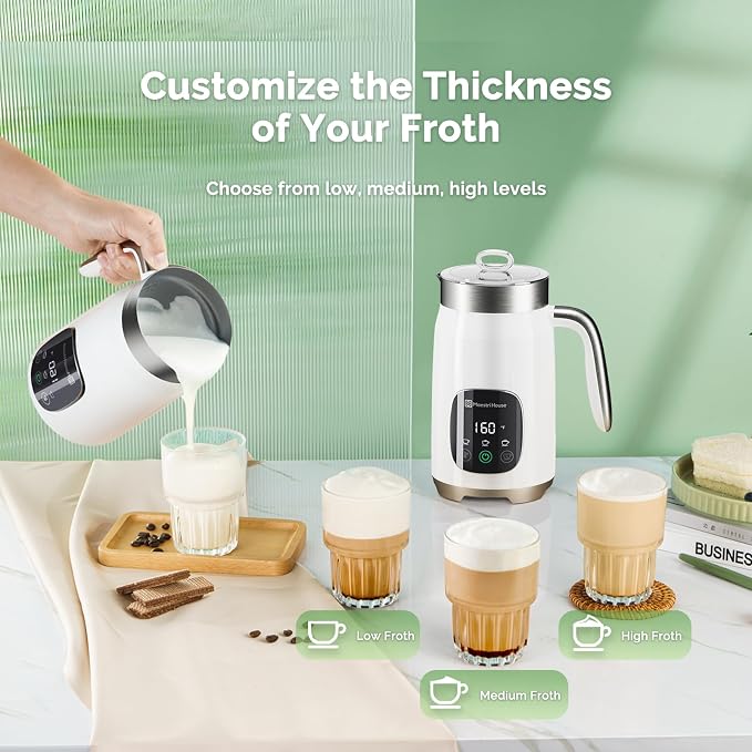Maestri House 14OZ BasicFro 400 Milk Frother and Steamer | Variable Temp (4 Settings) & 3 Froth Thickness Levels, Touch Control with 6 Presets, Stainless Steel, Easy Clean