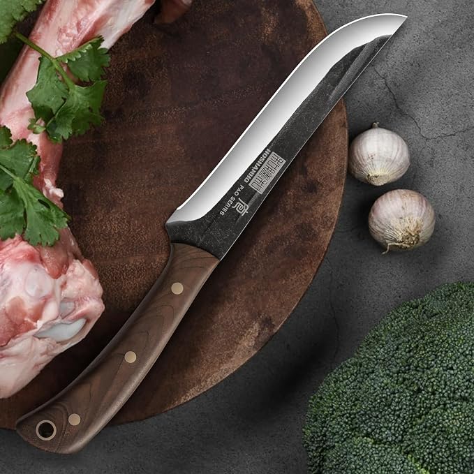 HOSHANHO Butcher Knife Set 3PCS, Sharp Fillet & Utility & Paring Knife Set | Hand Forged Kitchen Knife Set, Upgraded High Carbon Stainless Steel Meat Cutting for Home, Outdoor, Gift for Men