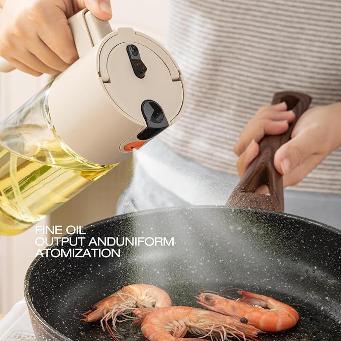 Large Advanced Olive Oil Sprayer for Cooking,2 in 1 Oil Dispenser for Kitchen Gadgets,600ml/20oz Oil Spray Bottle for Kitchen,Air Fryer,Salad,BBQ Refillable Oil SprayBottle with Fine Mist