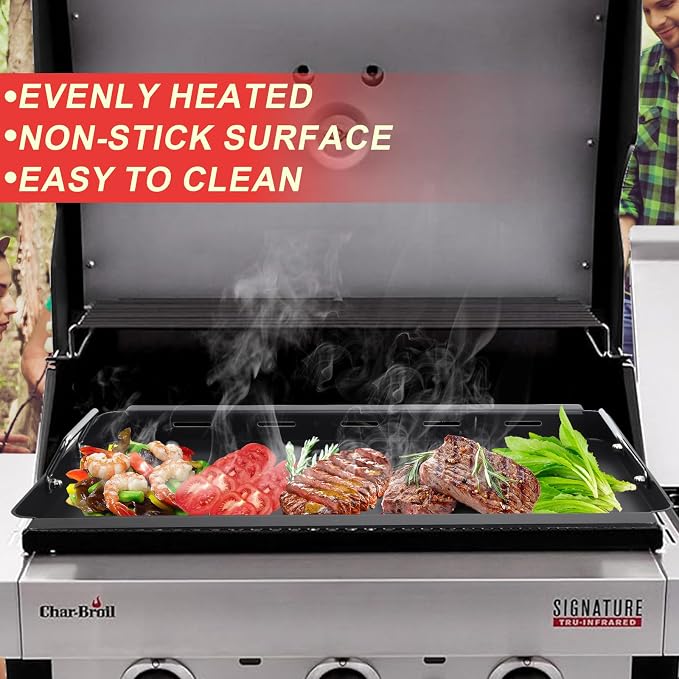 Full Size Griddle Insert for Charbroil Commercial TUR-Infrared Gas Grills | Fits Charbroil 463242515 463242516 463367016 463246018 3-Burner Grill Parts 4mm Carbon Steel Flat Top Griddle Plate rustproof