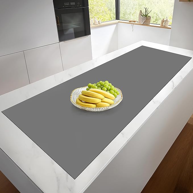 Silicone Mat Roll, Heat Resistant Kitchen Countertop Protector | 17IN X 5FT, Grey | Non-Slip Table Mat Desk Saver Pad, Multi-functional Cuttable Silicone Mats, Craft Mat