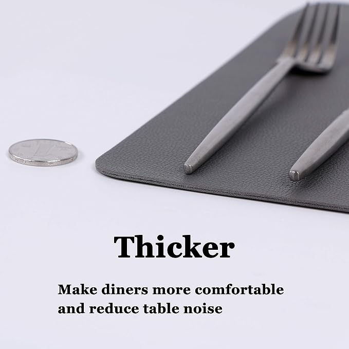 Wipeable Placemats Leather Table Mats Waterproof Heat-Resistant Easy to Clean for Dining Table Set Kitchen Table (4, Grey)