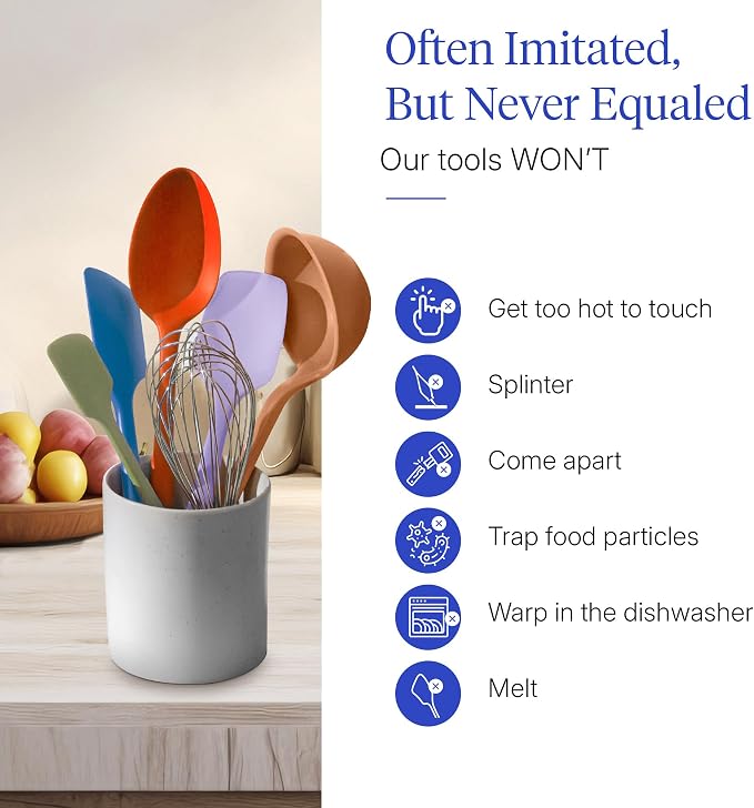 GIR: Get It Right 10-Piece Silicone Ultimate Kitchen Utensil Set – Spatulas, Ladle, Flip, Spoons, Whisk, Peeler & Spoonula – Nonstick, Non-Toxic, Heat-Resistant – Mediterranean