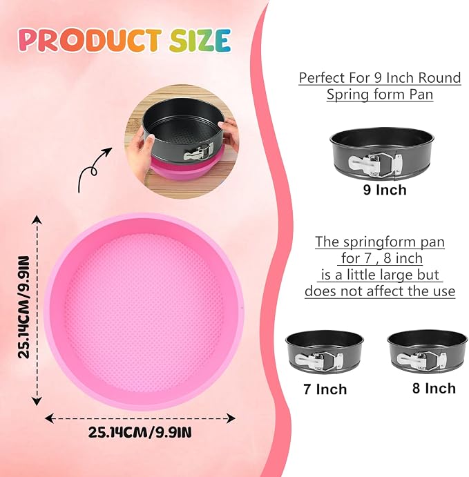 4Pcs Cheesecake Water Bath Pan, Cheesecake Pan Protector Silicone Springform Pan Protector with Cake Release Spatula for 9,9.5,7,8 Inch Round Springform Cake Baking Accessories