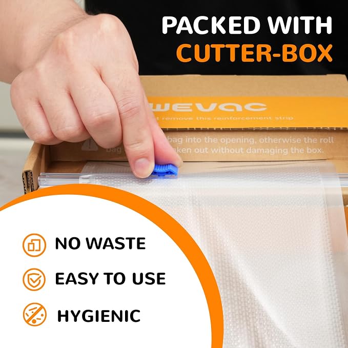 Wevac Vacuum Sealer Bags for Food, 6" x 150' Roll with Cutter Box, BPA Free | Commercial Grade, Heavy Duty, Freezer Safe, Sous Vide, Storage, Meal Prep, Cut-to-Size, Compatible with FoodSaver Sealers