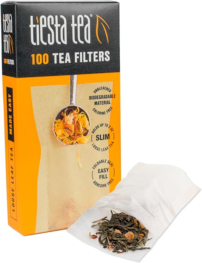 Tiesta Tea Loose Leaf Filters for Brewing | Disposable Infuser for Hot & Iced Drinks, Easy-Fill Steeper, Unbleached Paper, Single-Cup Infuser for Loose Leaves