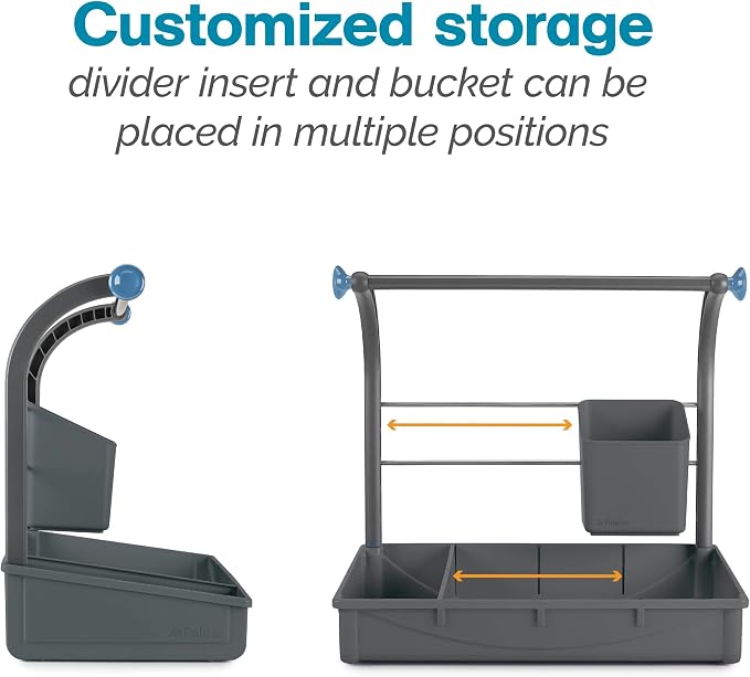 Polder Under Sink Storage Caddy, Kitchen and Bathroom Organization and Storage with Tray, Easy-to-Assemble, 16.75" x 10.5" x 16.5"