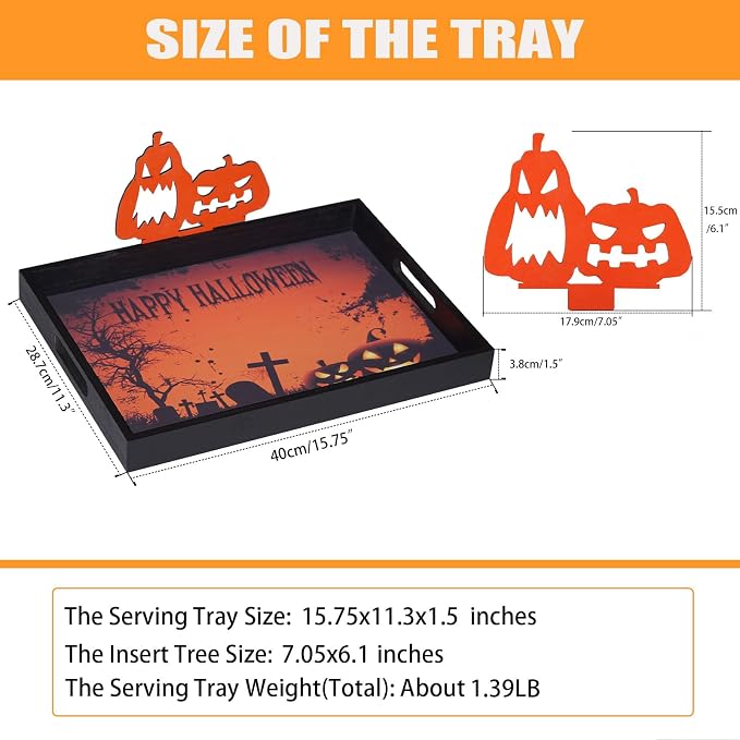 Krismax Halloween Decorations Decorative Serving Trays and Platters Pumpkin Tray - Snacks Bowl Candy Dish - for Breakfast, Lunch, Dinner, Appetizers - Food Tray