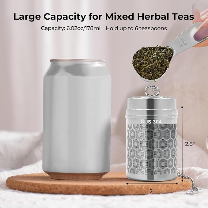 Stainless Steel Large Tea Infuser for Loose Leaf Tea & Spice Ball | Tea Strainer Extra Fine Mesh Large Tea Ball 2” x 2.8” Loose Leaf Tea Steeper for Teapot Pitcher Cup Mug Bottle Kettle
