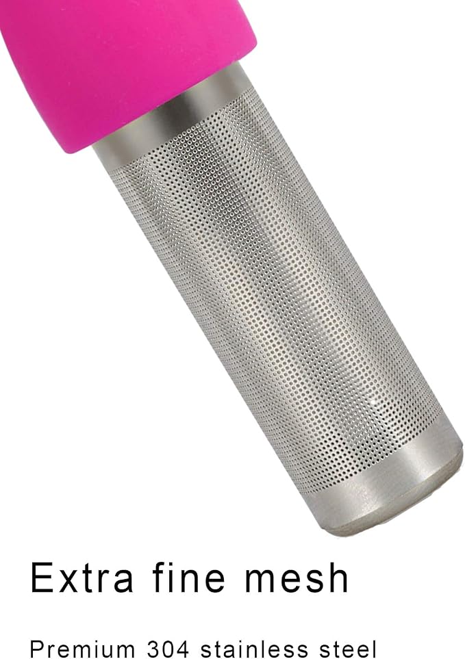 Leden Stainless Steel Tea Infuser for Loose Tea, Gray and Rose Red 2 Pack | Stainless Steel Fun Person-shaped Design Tea Strainer Filter with Silicone Handle for Loose Tea Ball for Cup Mug