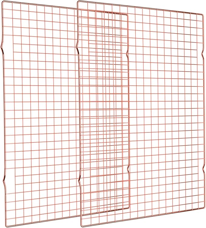 2PCS Cooling Rack for Cooking Baking, 16" x 10" Wire Rack, Rose Gold | Thick Wire Rack, Oven & Dishwasher Safe, for Roasting, Grilling, Drying, Fits Half Sheet Pan