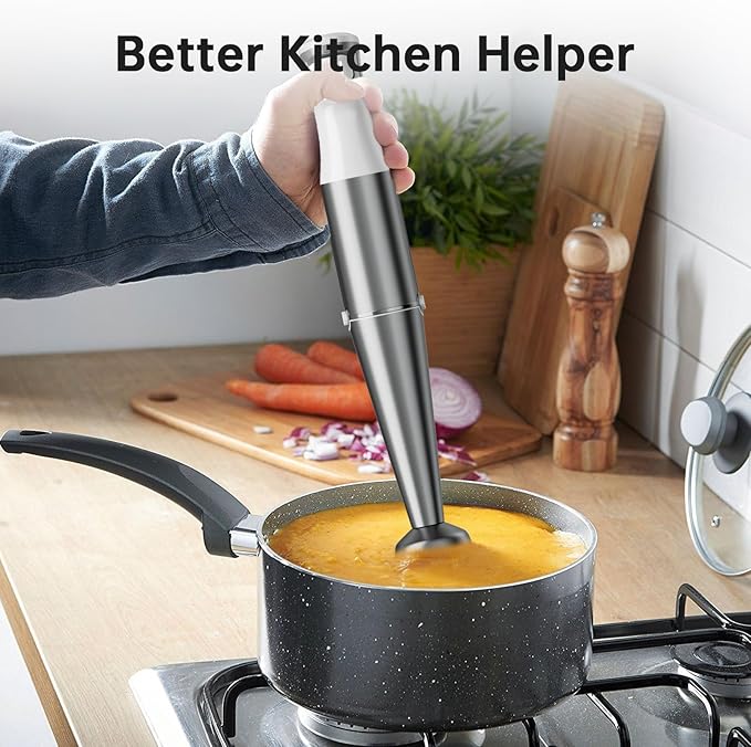 Turelar Immersion Blender Handheld Corded, 1100W 5 in 1 Hand Blender Set | Trigger Variable Speed, Emulsion Stick Mixer with Food Processor, Whisk, Frother, for Soup, Puree, Baby Food, Anti-scratch