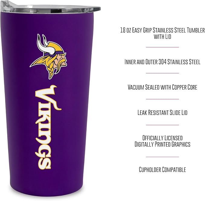 Rico Industries NFL Football Soft Touch, Easy Grip Tumbler