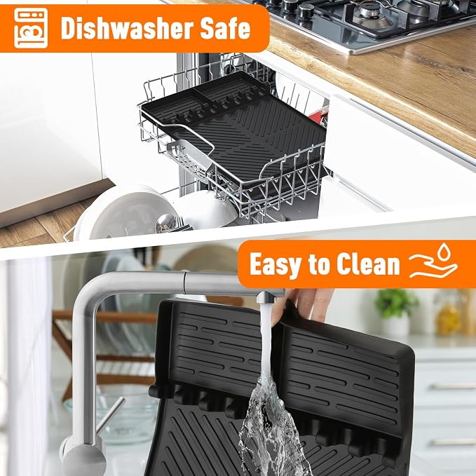 Silicone Grill Mat Compatible with Blackstone, Black | Silicone Griddle Tools with Drip Pad, Spatula Mat, For Outdoor Grill Kitchen Counter