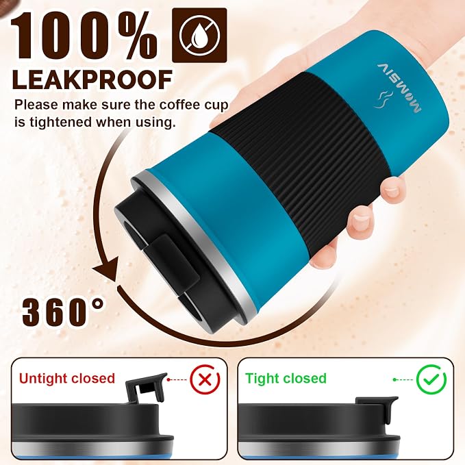 MOMSIV 17oz Travel Coffee Mug, Insulated Coffee Cup with Leakproof Lid | 6-Hour Heat Retention, 360°Leak proof, Vacuum Stainless Steel Double Walled, BPA-free, Reusable And To Go Coffee Mug