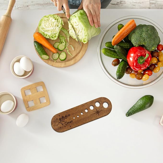 Wooden Vegetable Splitter Comes with a Cleaning Brush, Fun Kitchen Gadgets, Exquisite Herb Stripper Bowl Gifts for the Kitchen Suitable for Home Use & Chefs