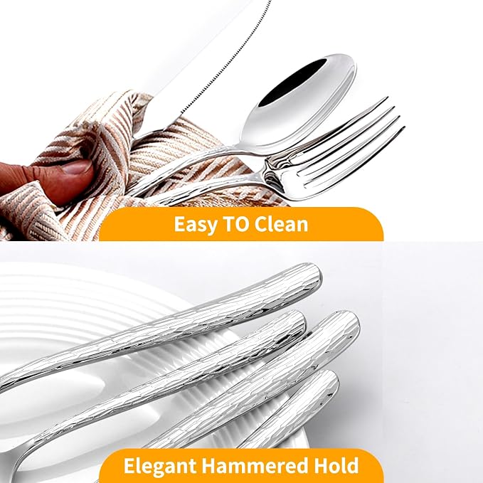 60 Piece Heavy Duty Stainless Steel Silverware Set for 12, Compralo Luxury Mirror Polish Cutlery Set Flatware Set for Formal Dining & Entertaining, Dishwasher Safe for Heavy Use