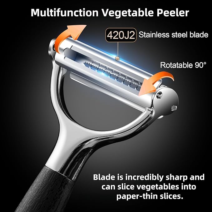 2-in-1 Julienne Peeler Vegetable Peeler for Kitchen | Versatility:Peeling and Shredding, Great for home cooks looking to make vegetable noodles, salad toppings or garnishes