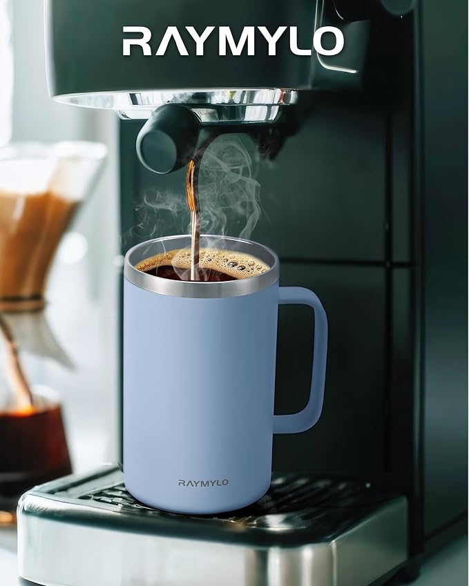 Insulated Travel Large Coffee Mug with Handle, Coffee Tumbler Cup 24oz | Detachable Lid for Thoroughly Clean, Thermal Cup with Double-Wall Stainless Steel Vacuum Insulation, Spill Proof & BPA Free