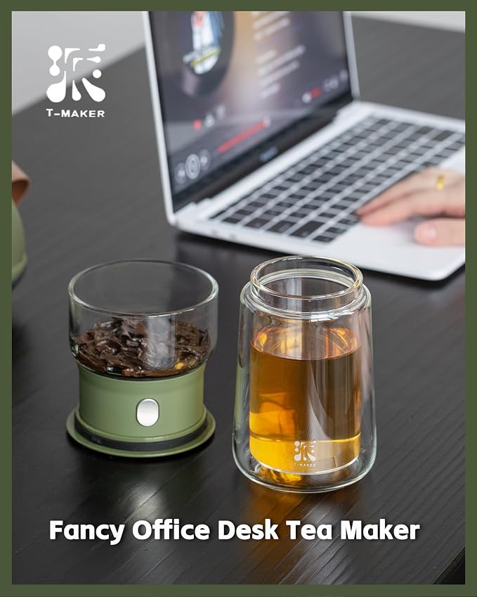 ZENS Modern Glass Infuser Teapot, Smart One Touch Tea Maker for Loose Tea | Glass Magic Tea Pot, Mess free Tea Steeper with Insulated Mug, Portable Tea Infuser with Case for Tea Lovers