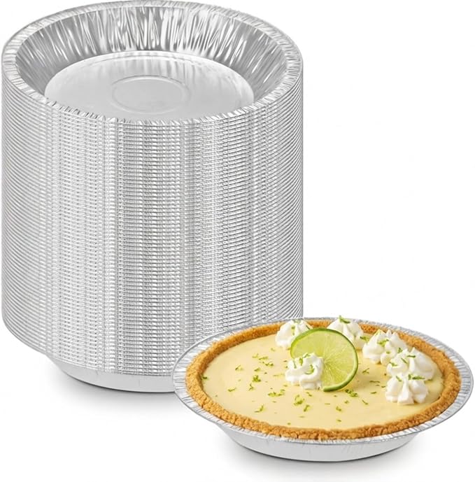 Aluminum Foil 6 inch Pie Pans, 55 Count | Disposable Baking Plates, Made in USA, Heavy Duty Tins, Mini Pies, Quiche and Tarts