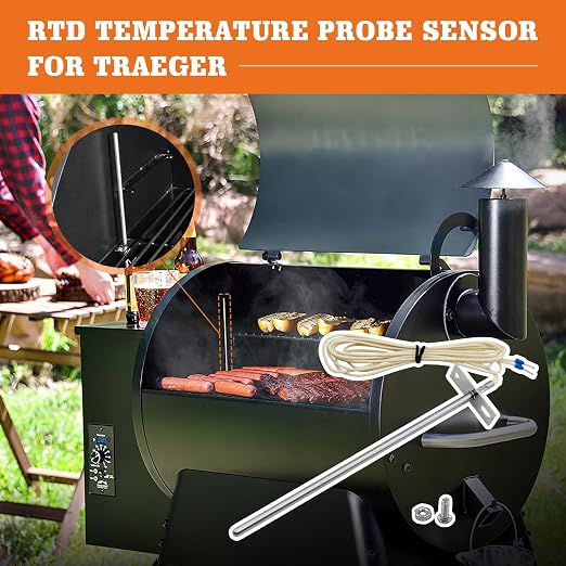 Temperature Probe Sensor, Replacement for Traeger Digital Thermostat Probe, Sensor Thermometer Compatible with Traeger Pellet Grills | Replace BAC216, NOT for PTG Grill, Stainless Steel Waterproof Probe Tip, Fixes ER1 Code Errors, Easy to Install, Plug...