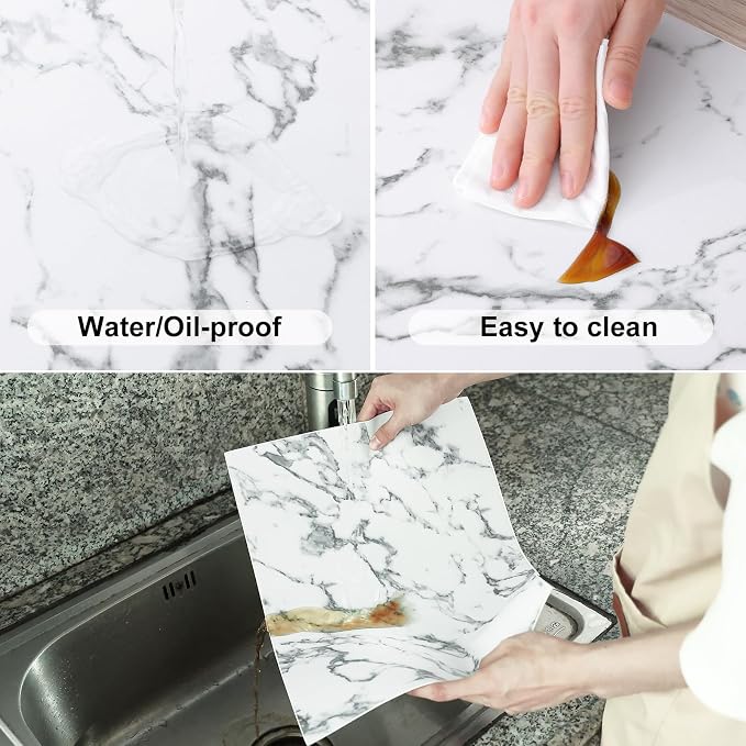 Homaxy PU Faux Leather Placemats for Dining Table, Set of 6, Marble | Waterproof Wipeable Washable Table Mats, Easy to Clean Anti-Slip Place Mats, 11.8" x 17"