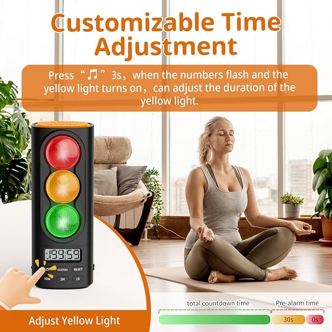 Traffic Light Visual Timer&ADHD Tool for Kids Adults Display Volume Adjustment, with 4 Ringtones for Classroom Desk Home Kitchen Game Countdown Pause Memory Function Charger Type C Included | visual meeting Classroom Desk Kitchen Type C Included Back t...
