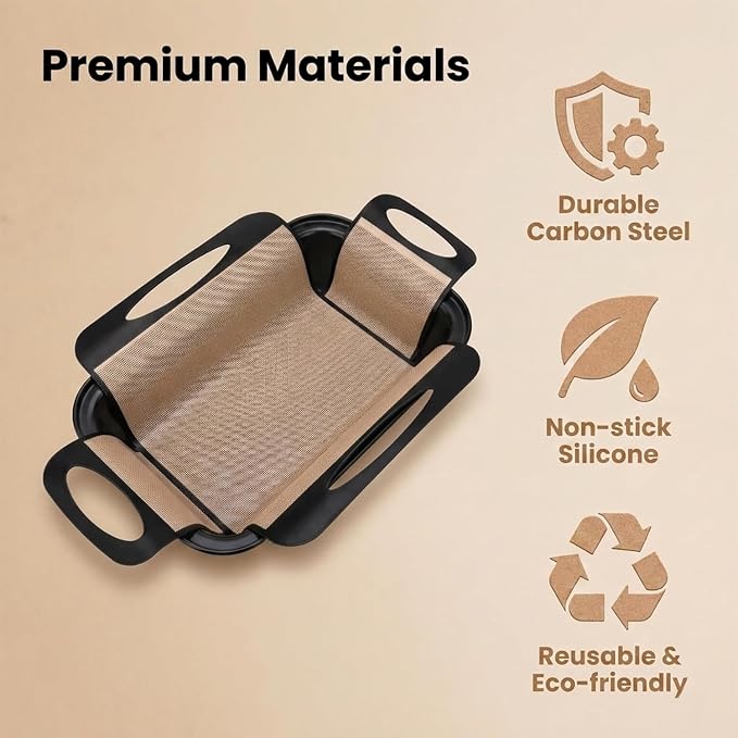 2-Pack 9x5 Nonstick Loaf Pan Set, Carbon Steel Bread Pan with Slings