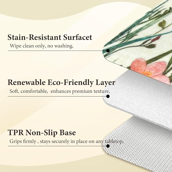 Vinyl Placemats Set of 8-12x17 Inch - Heat Resistant Washable Place Mats Waterproof Non-Slip Wipeable Table Mats for Dining Table Decor, Indoor/Outdoor Plastic Mat
