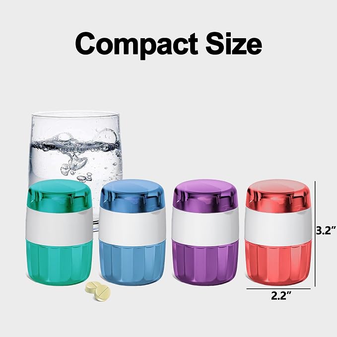 DUBSTAR 3-in-1 Pill Crusher Fine Powder Pill Grinder Pill Cutter Red | Pill Crushers for Elderly and Pet with Pill Storage and Brush, Pill Splitter for Small or Large Pills